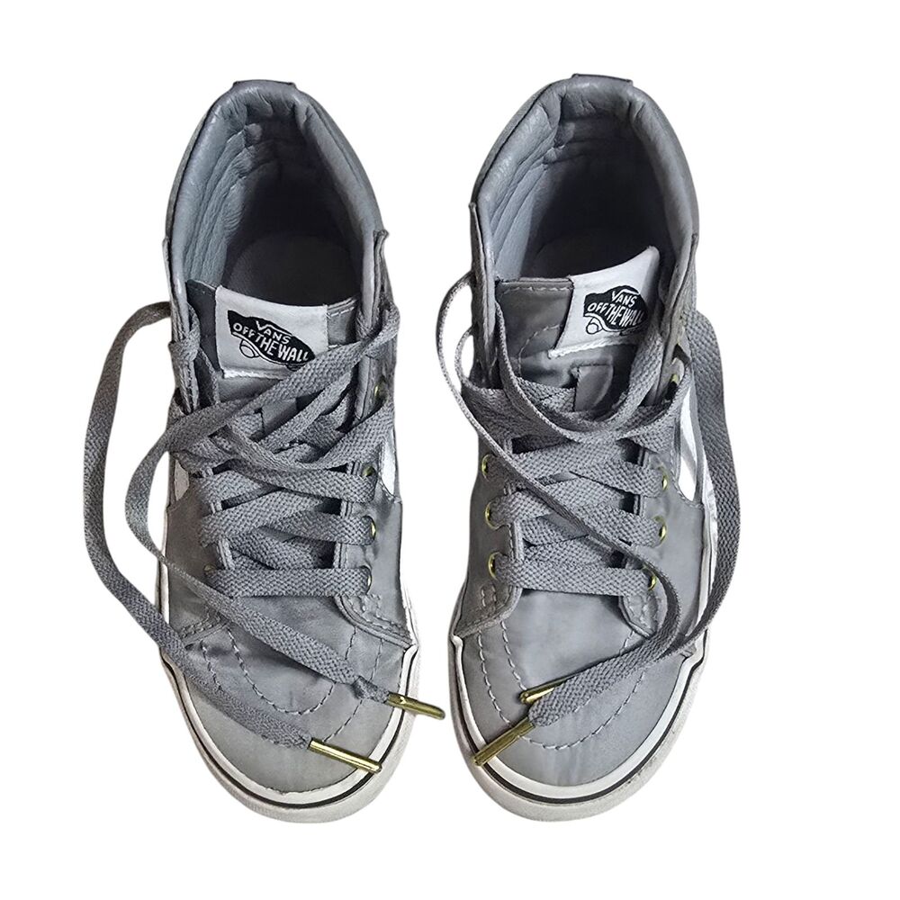 Vans Sk8-Hi Kids Sneakers | Satin Gray/White/Gold | Size 13 | Easy Clean